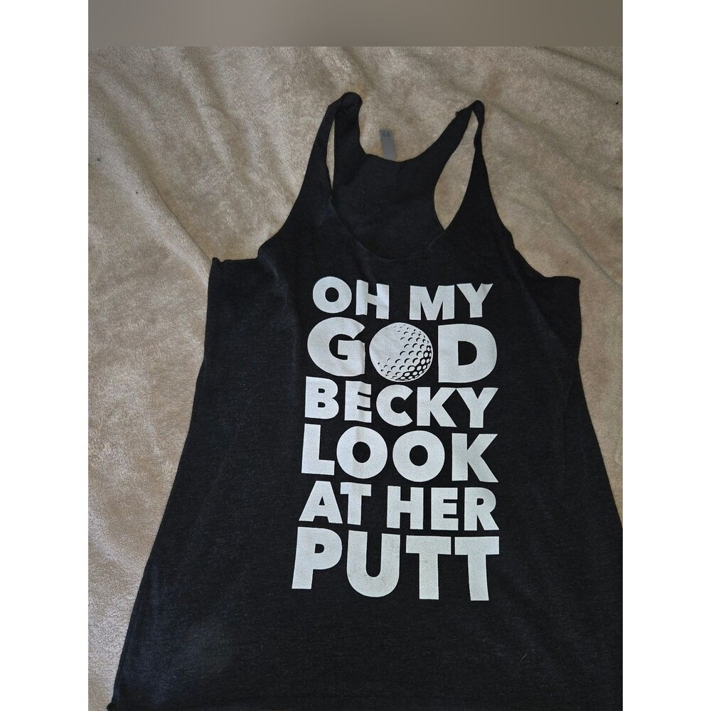 Next Level Apparel Black Racerback Tank Top Golf Themed